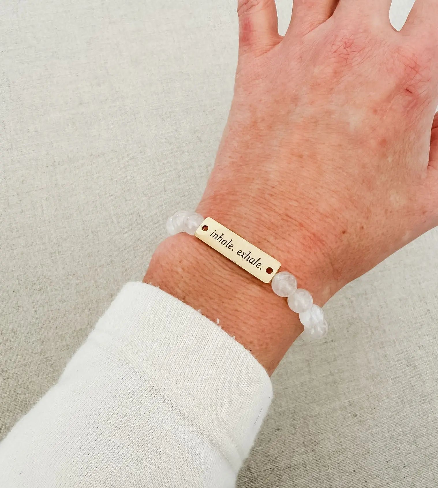 Inhale. Exhale. // Rainbow Moonstone Semi-Precious Stone Beaded Bracelet Jen Simpson Design, LLC