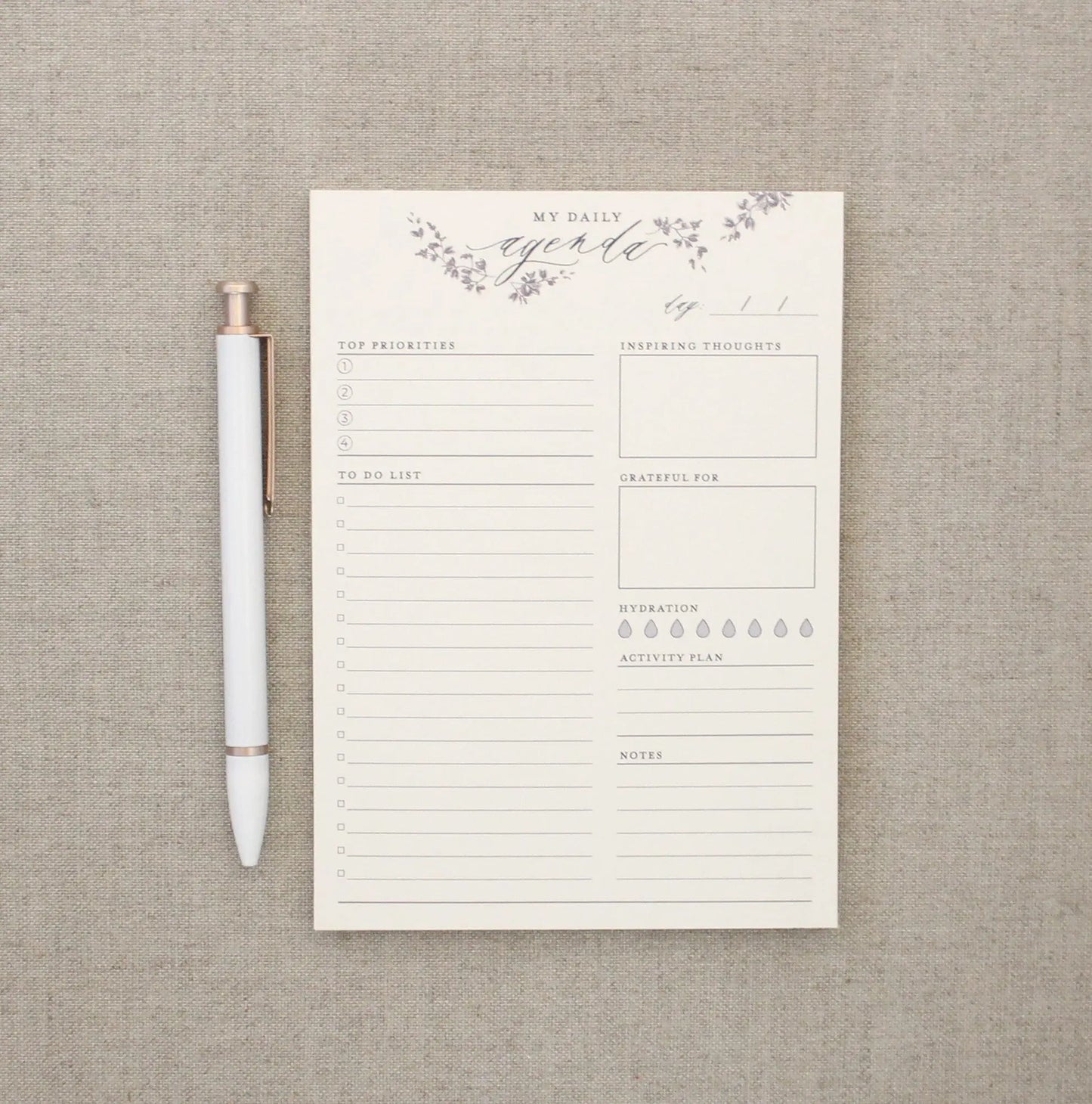 Daily Agenda // Planner Notepad Jen Simpson Design, LLC