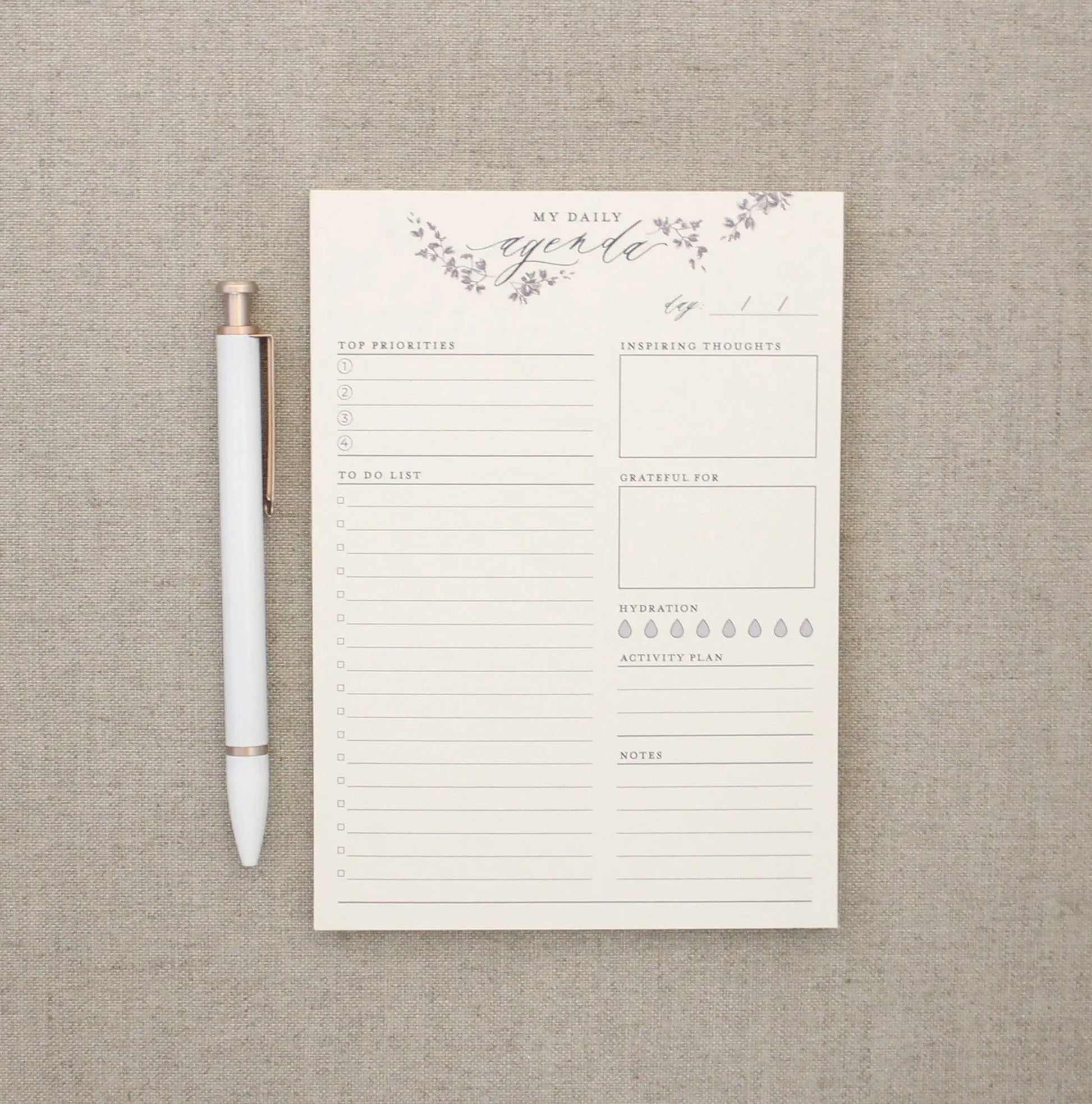 Daily Agenda // Planner Notepad Jen Simpson Design, LLC