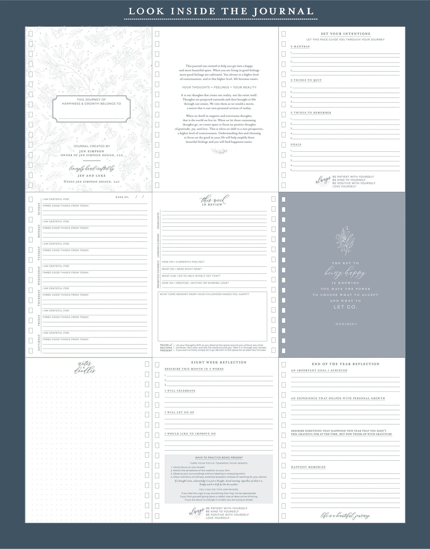 Surround Yourself with Happiness // A Daily Journal to Manifest Happiness, Gratitude, and Personal Growth Jen Simpson Design, LLC
