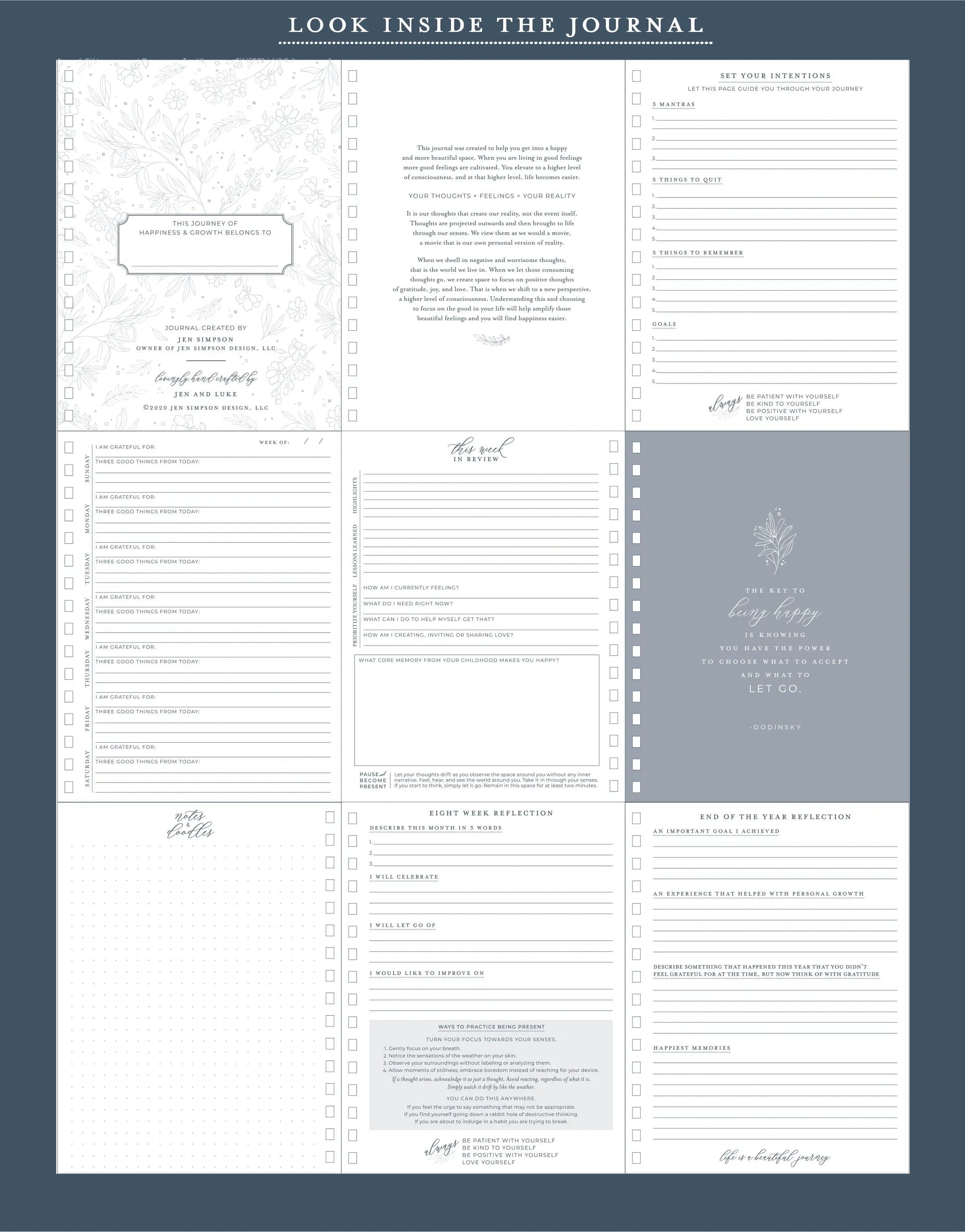 Surround Yourself with Happiness // A Daily Journal to Manifest Happiness, Gratitude, and Personal Growth Jen Simpson Design, LLC