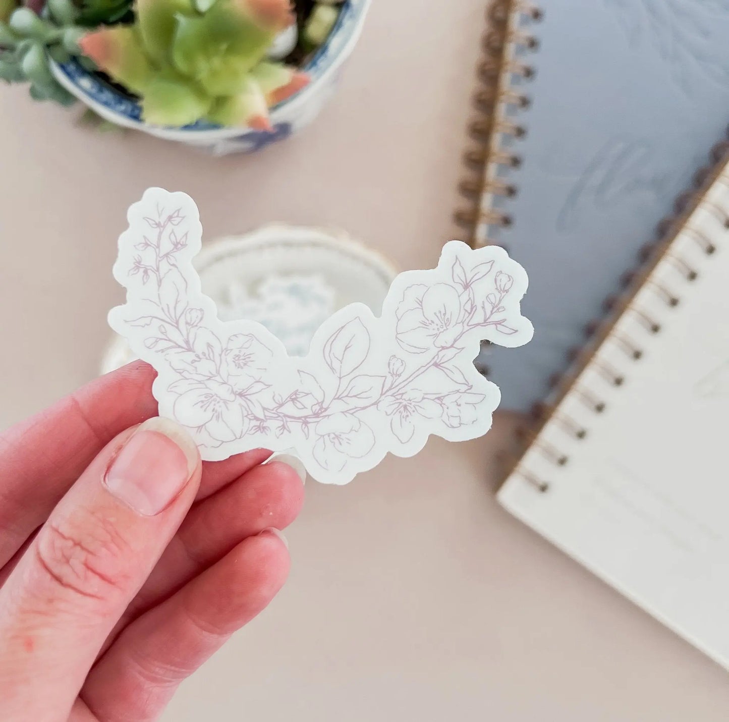 Romantic Floral Crest Sticker Jen Simpson Design, LLC