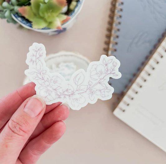 Romantic Floral Crest Sticker Jen Simpson Design, LLC
