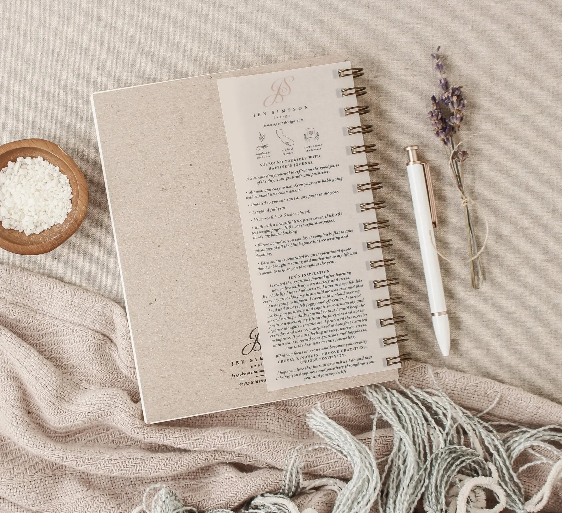 Surround Yourself with Happiness // A Daily Journal to Manifest Happiness, Gratitude, and Personal Growth Jen Simpson Design, LLC