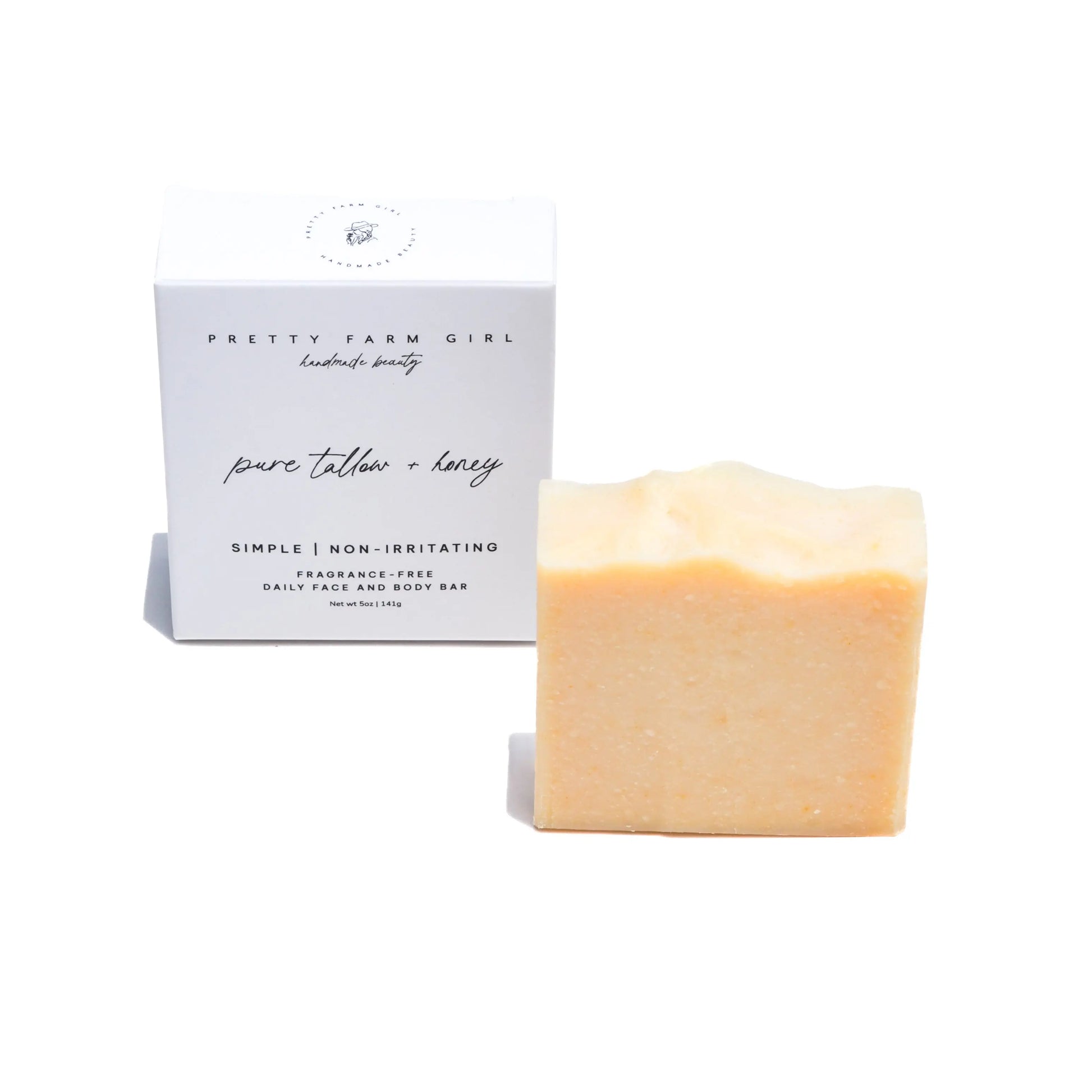 Pure Tallow + Honey Fragrance Free Handmade Tallow and Goat Milk Soap Bar Pretty farm girl