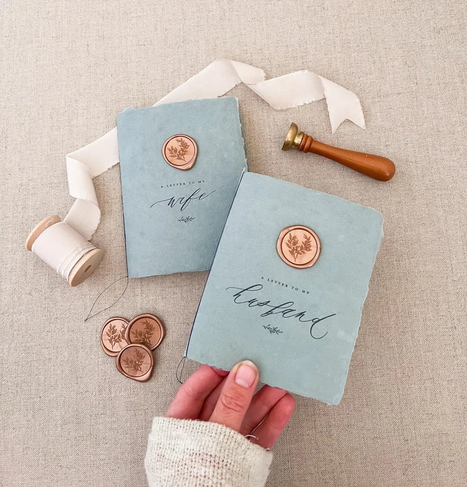 Wax seal His and Hers Vow Book Set Jen Simpson Design, LLC