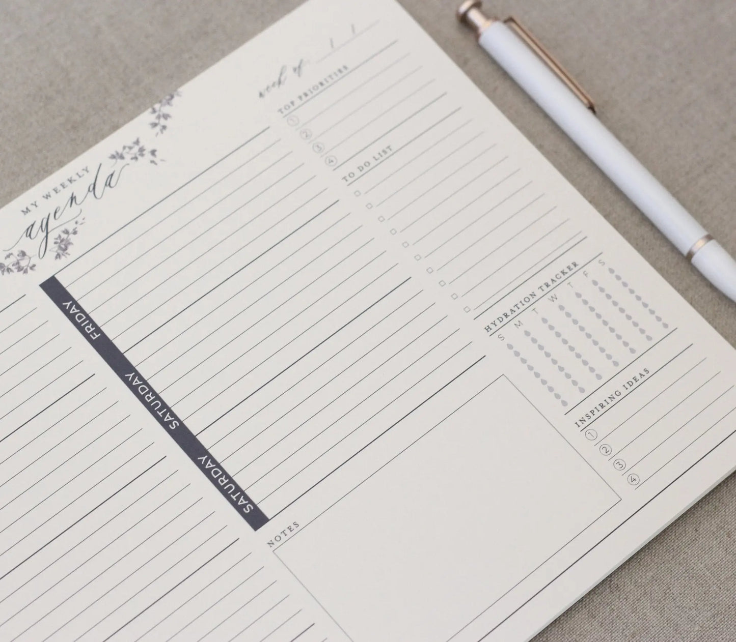 Weekly Agenda // Notepad Planner Jen Simpson Design, LLC