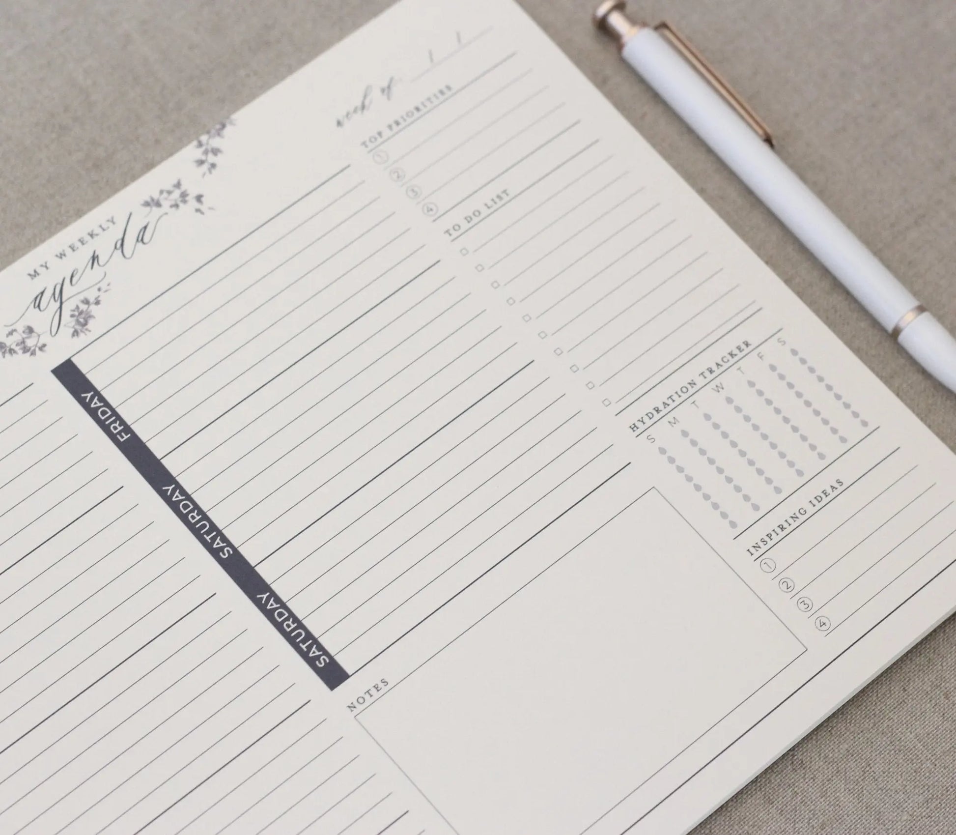 Weekly Agenda // Notepad Planner Jen Simpson Design, LLC